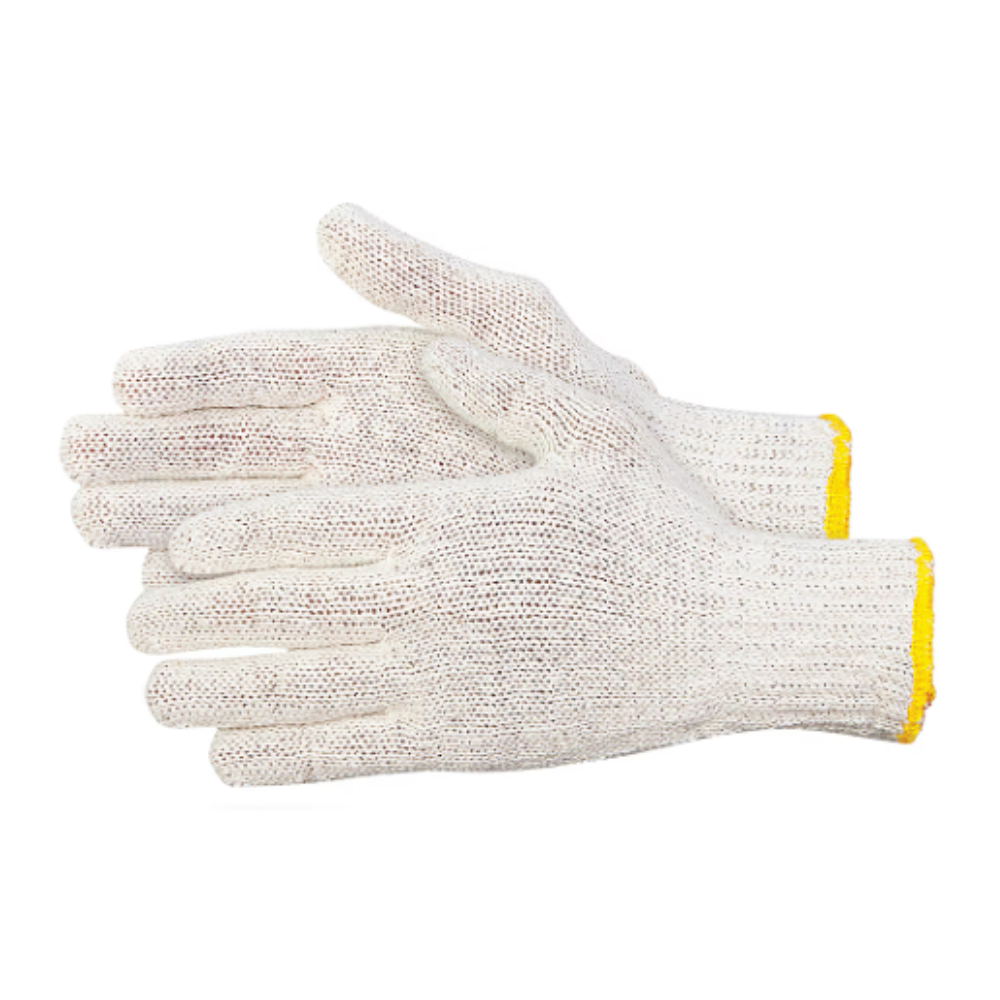 GUANTE P-NYLON 4131 PUÑO AMARILLO DAMA DSAFETY POLYESTER WHITE SEAMLESS GLOVE SIZE #8 CUFF YELLOW